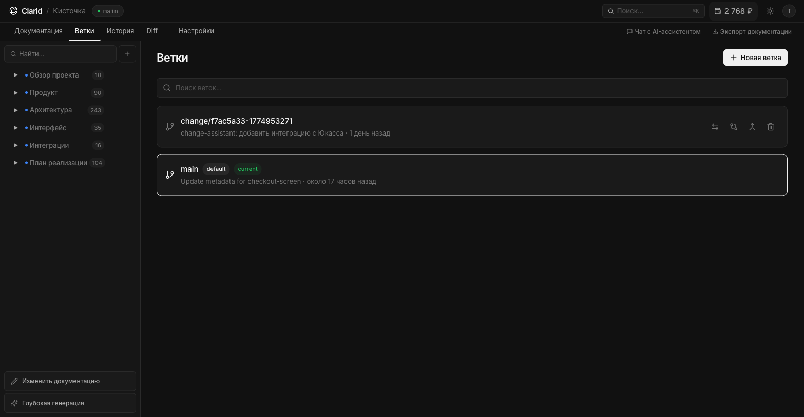 Управление ветками проекта